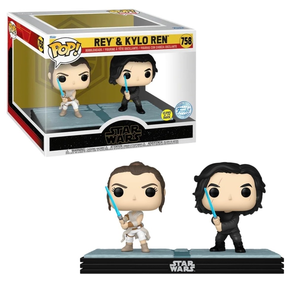 Funko Pop Moments Star Wars Rey & Kylo Ren #758 Glow in the Dark Target Con New - Picture 2 of 4